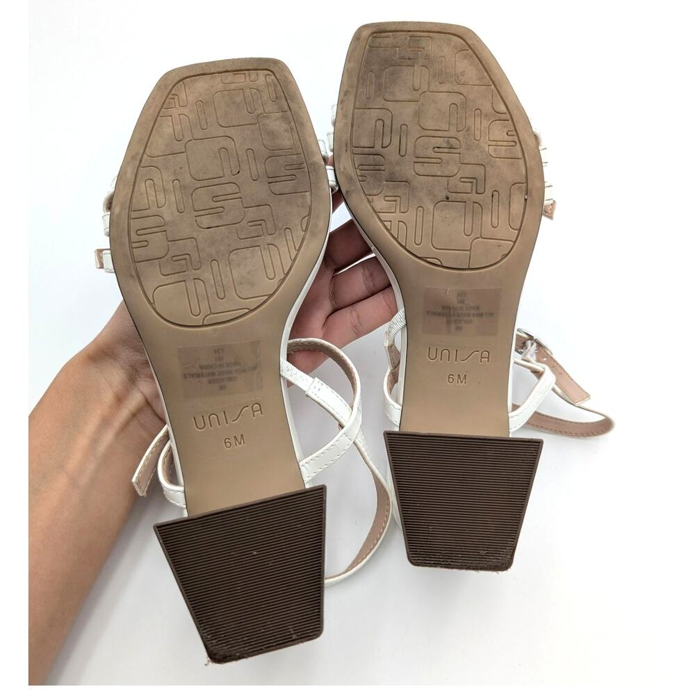 Unisa Laider Block Heel Sandals Women's Ankle Strap White Size US6M EU36.5 - Picture 8 of 12